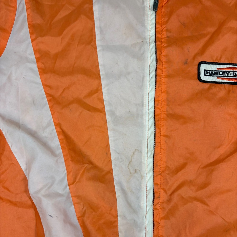 Vintage Harley Davidson Champion Windbreaker Jacket Orange White Racing Mens XL - Picture 7 of 11
